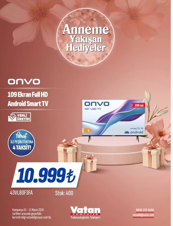 Onvo 109 Ekran Android Smart Tv