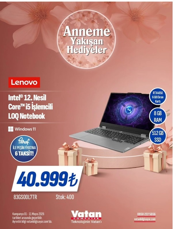 Lenovo Looq 12. Nesil Intel Core I5 Rtx4050 6Gb 8Gb Ram 512Gb Ssd Windows 11 Laptop