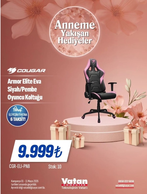 Cougar Armor Elite Eva Siyah/Pembe Oyuncu Koltuğu