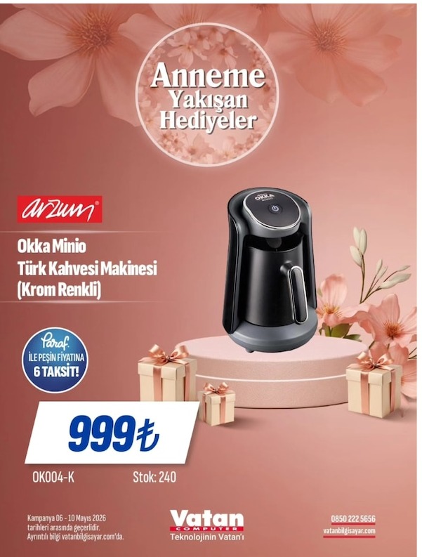 Arzum Okka Minio Türk Kahvesi Makinesi (Krom Renkli)