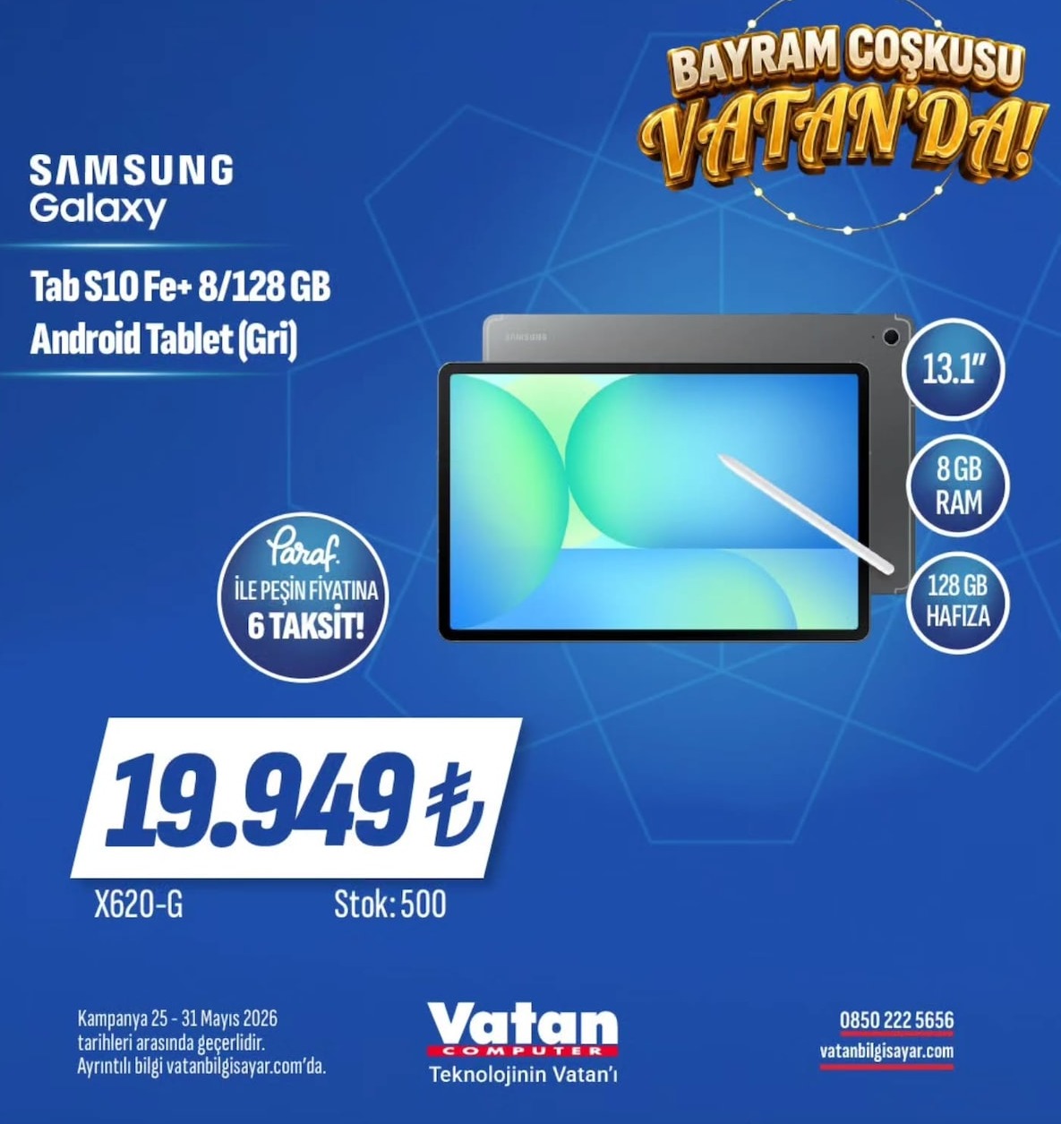 Samsung Galaxy Tab S10 Fe+ 8/128 Gb Android Tablet (Gri)