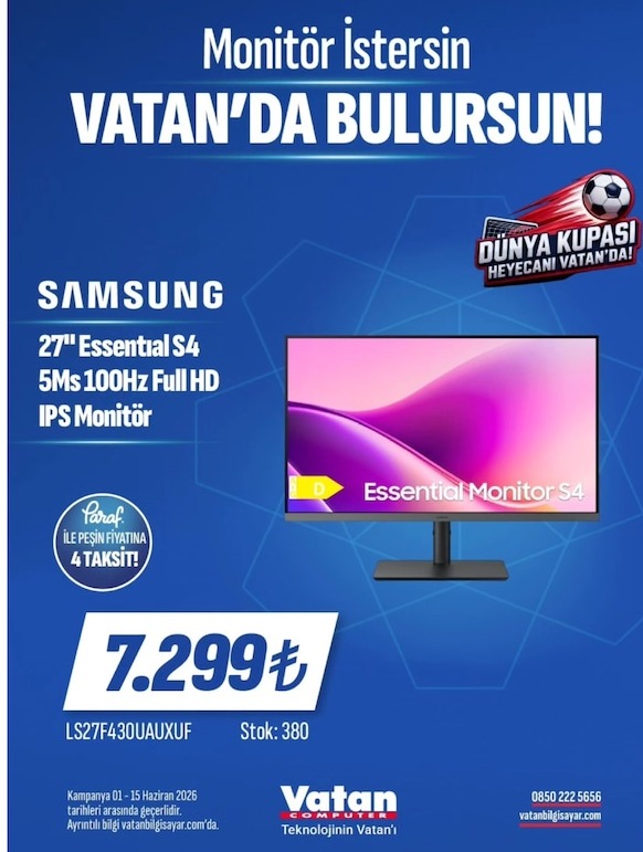 Samsung 27'' Essential S4 5Ms 100Hz Full Hd Ips Monitör