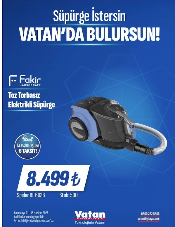 Fakir Toz Torbasız Elektrikli Süpürge Spider Bl 6026