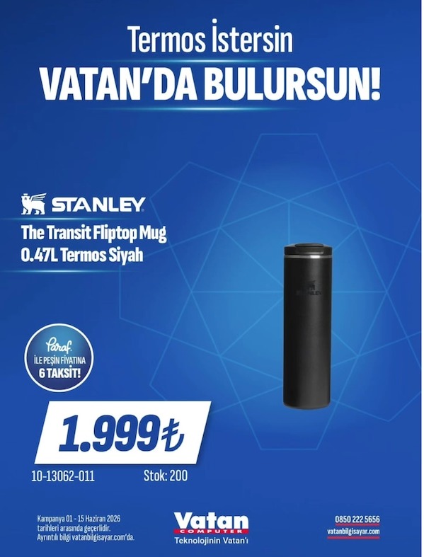 Stanley The Transit Fliptop Mug 0.47L Termos Siyah