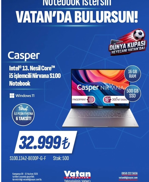 Casper Intel® 13. Nesil Core™ I5 Işlemcili Nirvana S100 Notebook