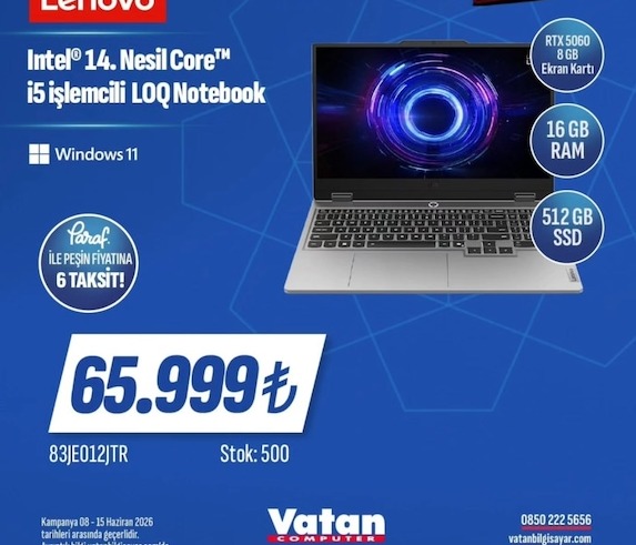 Lenovo Intel® 14. Nesil Core™ I5 Işlemcili Loq Notebook