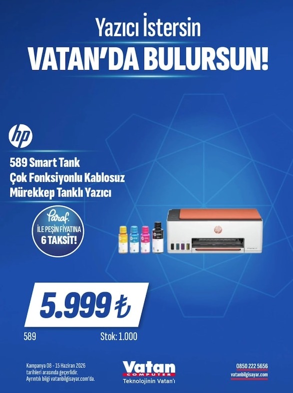 Hp 589 Smart Tank Çok Fonksiyonlu Kablosuz Mürekkep Tanklı Yazıcı