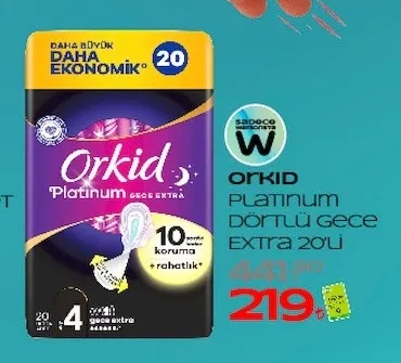 Orkid Platinum Dörtlü Gece Extra 20'Li