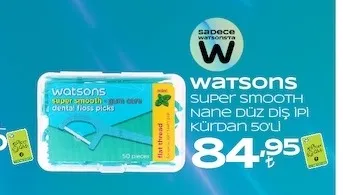 Watsons Super Smooth Nane Düz Diş İpi Kürdan 50'Li