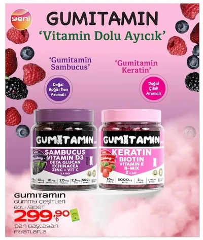 Gumitamin Gummy Çeşitleri 60 Adet