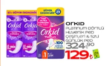 Orkid Platinum Dörtlü Hijyenik Ped Çeşitleri & 52'Li Günlük Ped