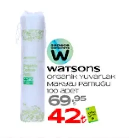 Watsons Organik Yuvarlak Makyaj Pamuğu 100 Adet