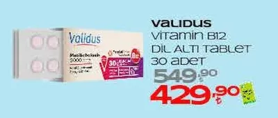 Validus Vitamin B12 Dil Alti Tablet 30 Adet