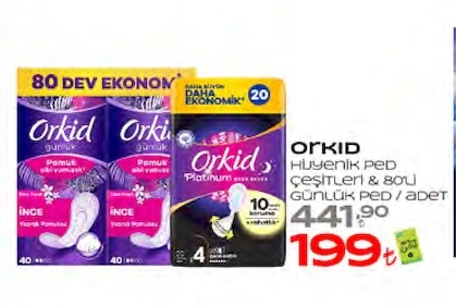 Orkıd Hijyenık Ped Çeşitleri & 80'Li Günlük Ped /Adet