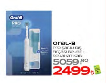 Oral-B Pro Şarjlı Diş Fırçası Beyaz + Seyahat Kabı