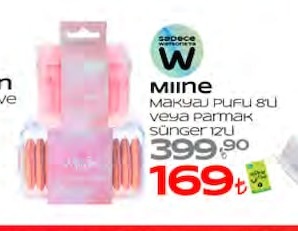 Miine Makyaj Pufu 8'Li Veya Parmak Sünger 12'Li