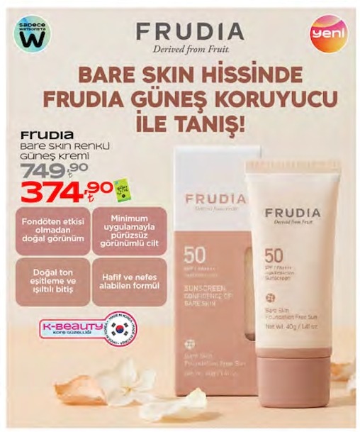 Frudia Bare Skin Renkli Güneş Kremi