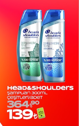 Head & Shoulders Derinlemesine Temiz Şampuan Çeşitleri 300Ml