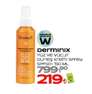 Derminin Yüz Ve Vücut Güneş Kremi Sprey Spf50+ 150 Ml