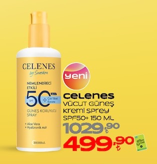Celenes Vücut Güneş Kremi Sprey Spf50+ 150 Ml