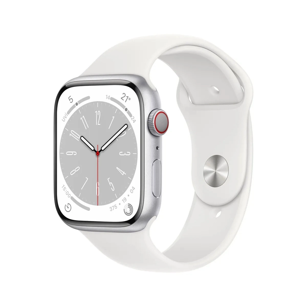Apple Watch Series 8 45 mm Cellular Spor Kordon Akıllı Saat Gümüş