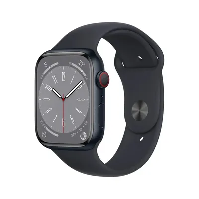 Apple Watch Series 8 45 mm Cellular Spor Kordon Akıllı Saat Siyah