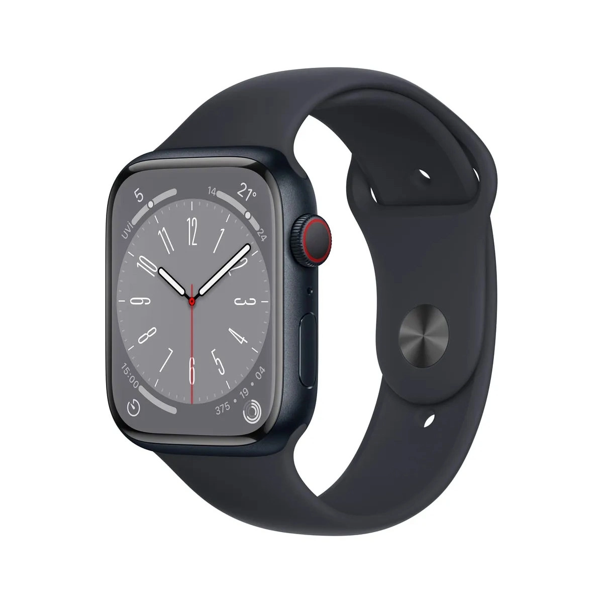 Apple Watch Series 8 45 mm Cellular Spor Kordon Akıllı Saat Siyah