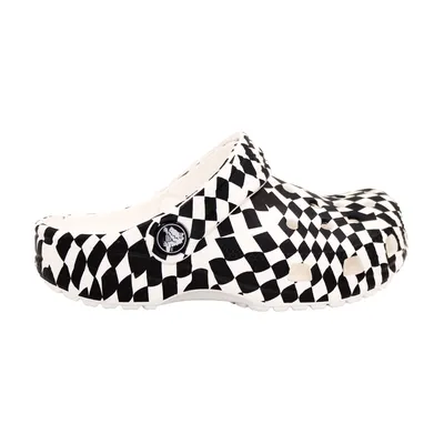 Crocs Classic Warped Checker 210990-103 Çocuk Terlik Siyah Beyaz