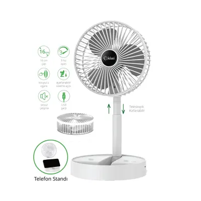 Kiwi KFAN-7608 Şarjlı Masaüstü Vantilatör