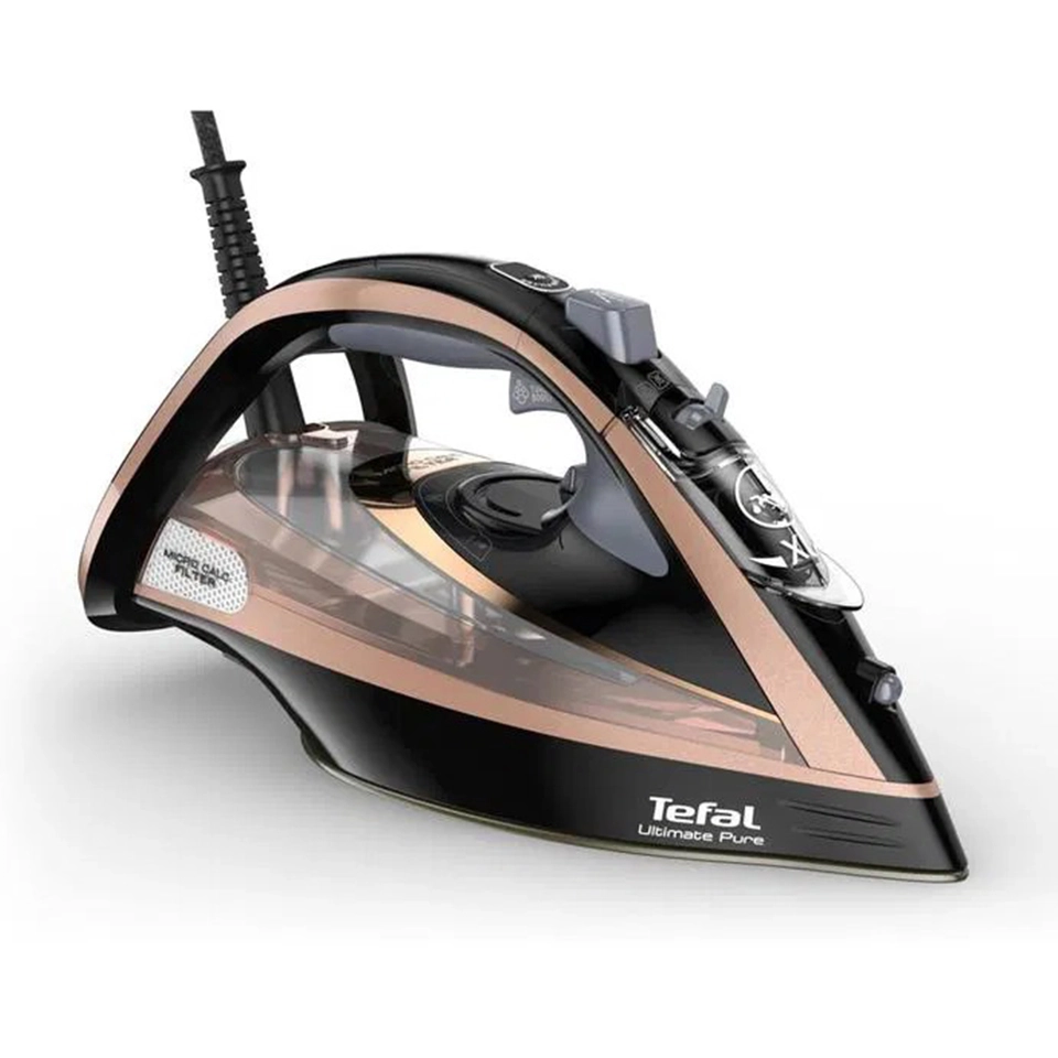 Tefal Ultimate Pure FV9845 Kireç Avcısı Buharlı Ütü Siyah Metalik Pembe