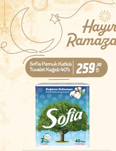 Sofia Pamuk Katkılı Tuvalet Kağıdı 40'Lı