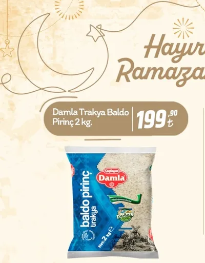 Damla Trakya Baldo Pirinç 2 Kg.