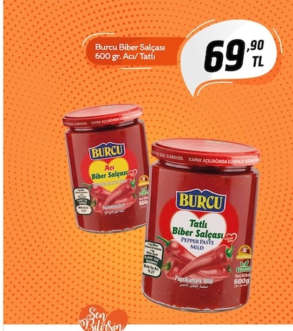 Burcu Biber Salçası 600 Gr Acı/ Tatlı