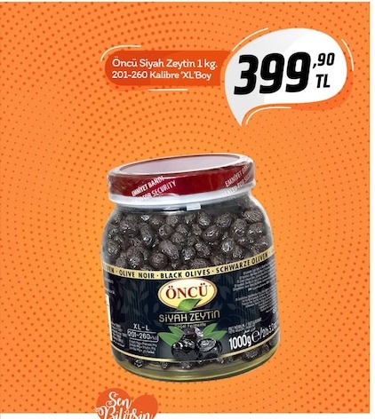 Öncü Siyah Zeytin 1 Kg