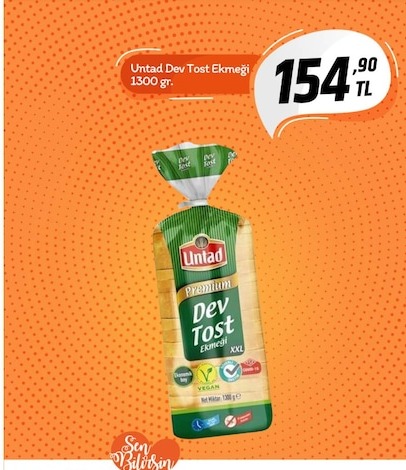 Unluad Dev Tost Ekmeği 1300 Gr