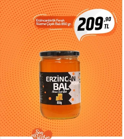 Erzincanbirlik Ferah Süzme Çiçek Balı 850 Gr.