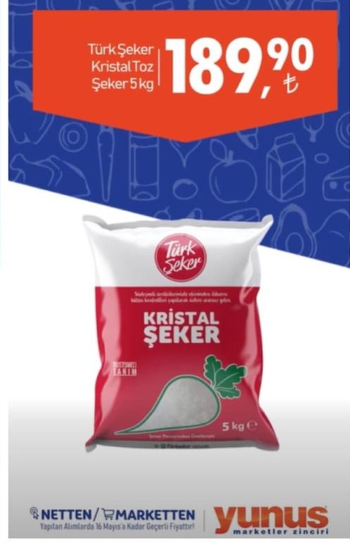 Türk Şeker Kristal Toz Şeker 5 Kg