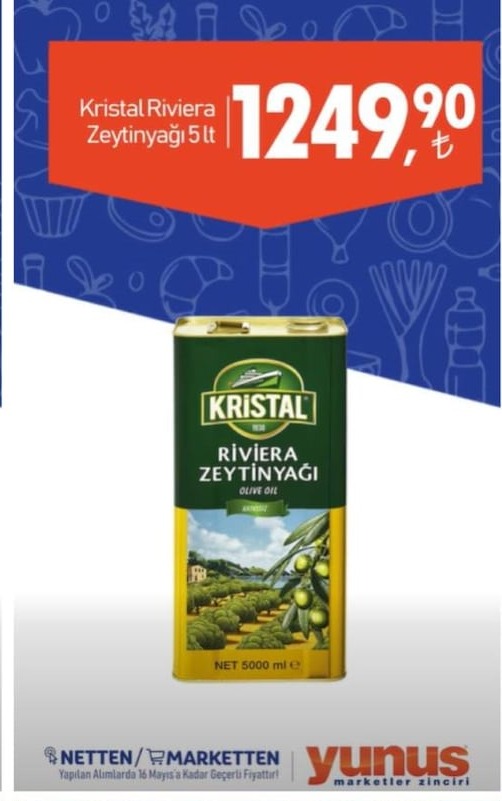 Kristal Riviera Zeytinyağı 5 Lt