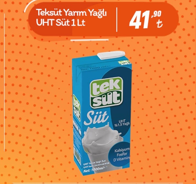 Teksüt Yarım Yağlı Uht Süt 1 Lt