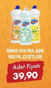 Bingo Sivi Bulasik 650 Ml Cesitleri