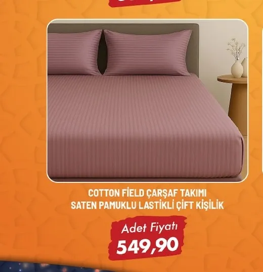 Cotton Field Çarşaf Takimi Saten Pamuklu Lasti̇Kli̇ Çi̇Ft Ki̇Şi̇Li̇K