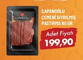 Çapanoğlu Çemeni̇ Siyrilmiş Pastirma 80 Gr