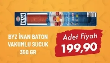 Byz İnan Baton Vakumlu Sucuk 350 Gr
