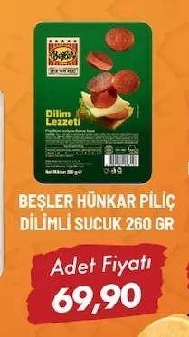 Beşler Hünkar Pi̇Li̇Ç Di̇Li̇Mli̇ Sucuk 260 Gr
