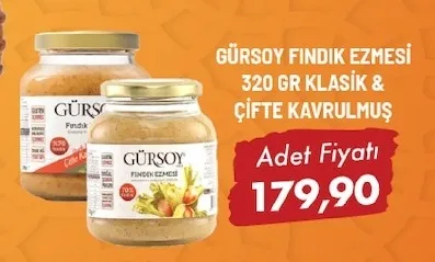 Gürsoy Findik Ezmesi 320 Gr Klasik & Çi̇Fte Kavrulmuş