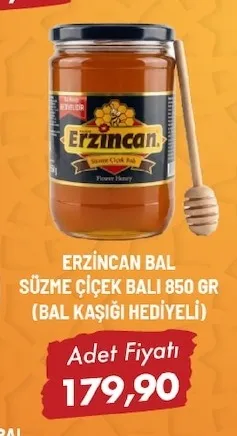 Erzi̇Ncan Bal Süzme Çi̇Çek Bali 850 Gr (Bal Kaşiği Hedi̇Yeli̇)