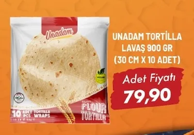 Unadam Tortilla Lavaş 900 Gr (30 Cm X 10 Adet)