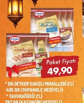 Dr.Oetker Sakızlı Muhallebi 2'Li 405 Gr (Supangle Hediyeli) + Tavukgöğsü 2'Li 397 Gr (Kazandibi Hediyeli)
