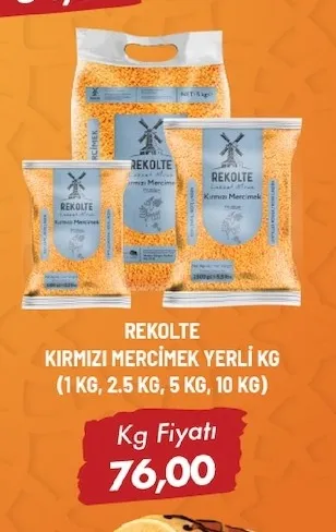 Rekolte Kırmızı Mercimek Yerli Kg