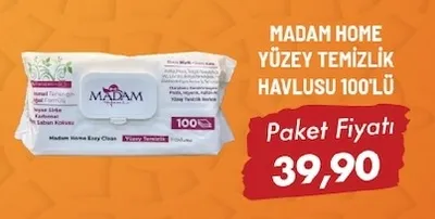 Madam Home Yüzey Temizlik Havlusu 100'Lü
